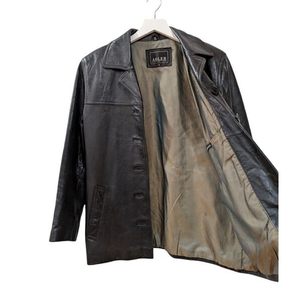 Adler Collection Black Genuine Leather Lambskin Lining Buttoned Jacket Size PS - Picture 5 of 9
